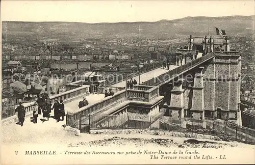 Marseille Terrasse des Ascenseurs vue prise de Notre Dame de la Garde Kat. Marseille