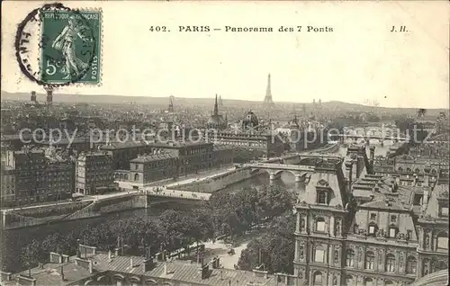 Paris Panorama des 7 Ponts Stempel auf AK Kat. Paris