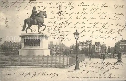 Paris Pont Neuf Statue d Henry IV Monument Kat. Paris