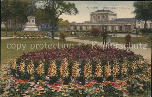 Reims Champagne Ardenne Jardin Colbert vers la Gare Fleurs Monument Kat. Reims