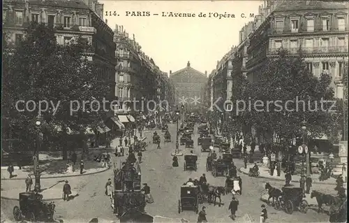 Paris Avenue de l Opera Trafic Pferdekutsche Kat. Paris