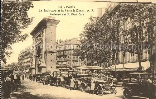 Paris Boulevard et Porte Saint Denis Automobile Kat. Paris