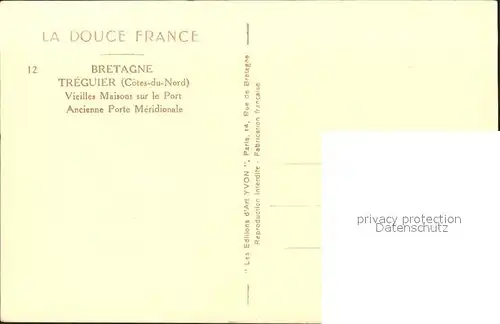 Treguier Cotes d Armor Vieilles Maisons sur le Port ancienne Porte Meridionale Collection La Douce France Kat. Treguier