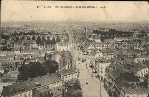 Lille Nord Vue panoramique sur la Rue Nationale Kat. Lille