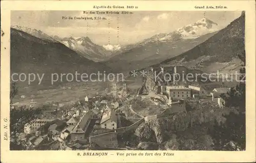 Briancon Vue panoramique prise du fort des Tetes et les Alpes Kat. Briancon