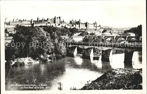 Carcassonne Aude Pont Neuf et la Cite Festung Kat. Carcassonne