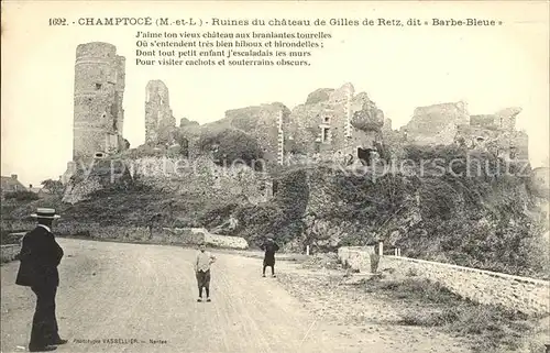 Champtoce sur Loire Ruines du Chateau de Gilles de Retz Barbe Bleue Poeme Kat. Champtoce sur Loire