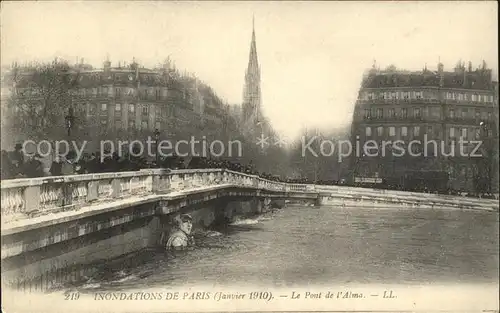 Paris Pont de l Alma Inondations 1910 Hochwasser Katastrophe Kat. Paris