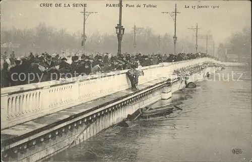 Paris Pont de Tolbiac Crue de la Seine Inondations 1910 Hochwasser Kat. Paris