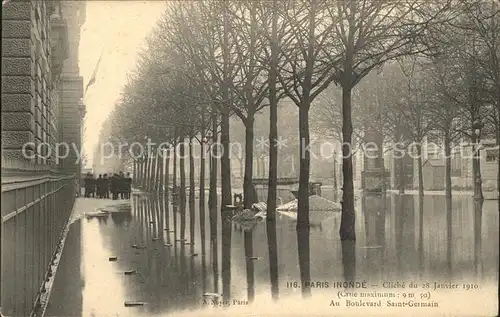 Paris Boulevard Saint Germain Inondations 1910 Hochwasser Katastrophe Kat. Paris