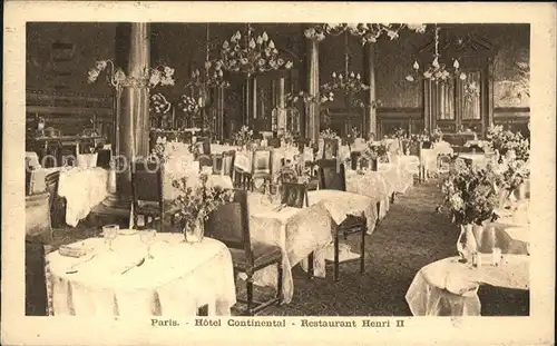 Paris Hotel Continental Restaurant Henri II Kat. Paris