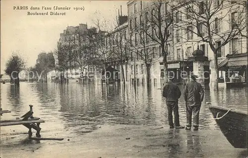 Paris Boulevard Diderot Inondations 1910 Hochwasser Katastrophe Kat. Paris