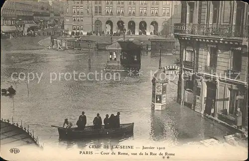 Paris Cour de Rome Crue de la Seine Inondations 1910 Hochwasser Katastrophe Kat. Paris