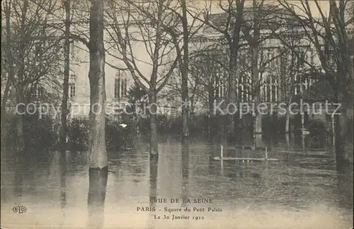 Paris Square du Petit Palais Crue de la Seine Inondations 1910 Hochwasser Katastrophe Kat. Paris