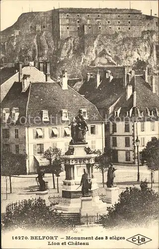 Belfort Alsace Monument des 3 sieges Lion et Chateau Kat. Belfort