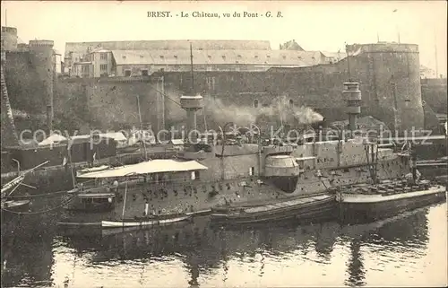 Brest Finistere Chateau vu du Pont Bateau Kat. Brest