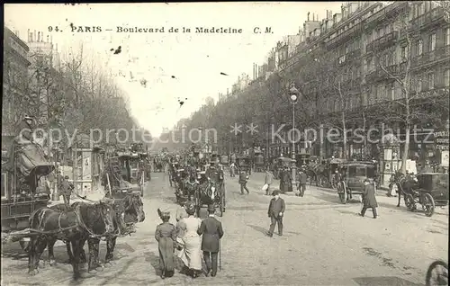 Paris Boulevard de la Madeleine Pferdekutschen Kat. Paris