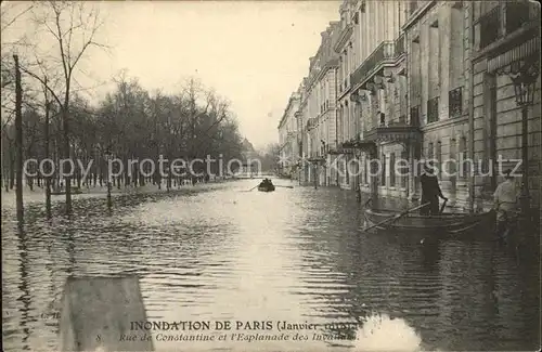 Paris Rue de Constantine Inondations 1910 Hochwasser Katastrophe Kat. Paris