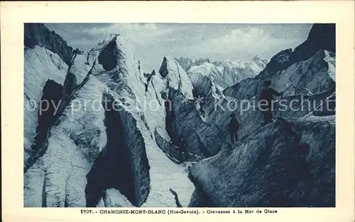 Chamonix Crevasses a la Mer de Glace Bergsteiger Eismeer Gletscher Kat. Chamonix Mont Blanc