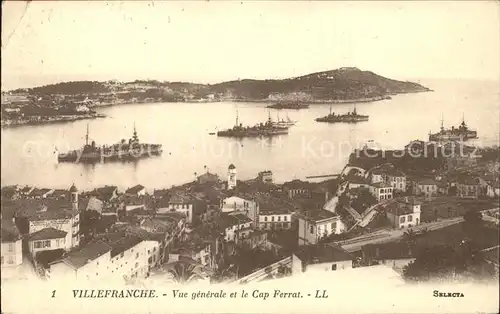 Villefranche sur Mer Vue generale et Cap Ferrat Port Bateau Kat. Villefranche sur Mer