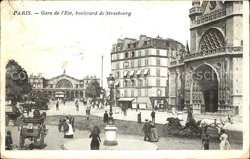 Paris Gare de l Est Boulevard de Strasbourg Pferdekutsche Kat. Paris