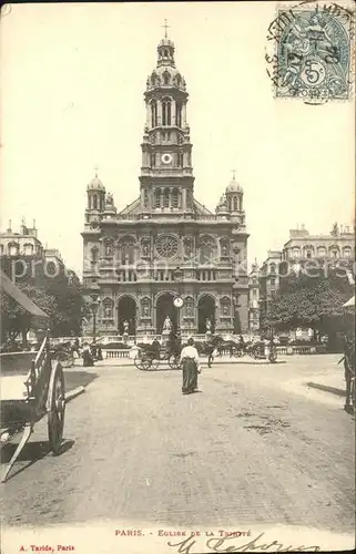 Paris Eglise de la Trinite Stempel auf AK Kat. Paris