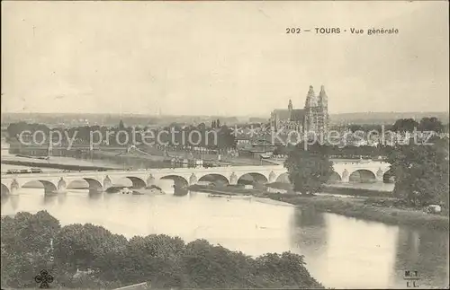 Tours Indre et Loire Vue generale Pont Cathedrale Kat. Tours