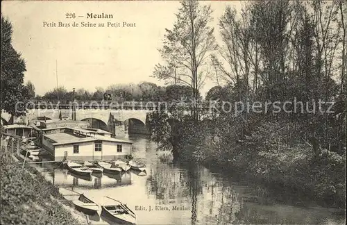 Meulan Petit Bras de Seine au petit Pont Bateau Kat. Meulan