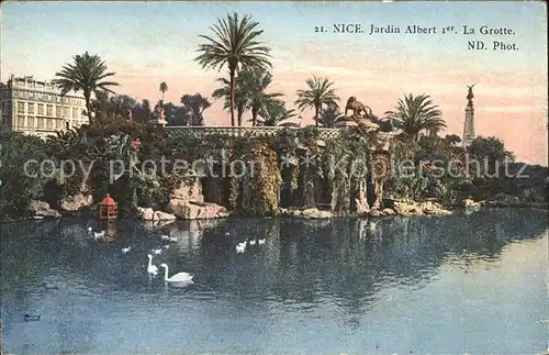 Nice Alpes Maritimes Jardin Albert 1er Grotte Colonne Schwanenteich Kat. Nice