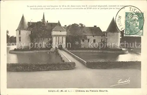 Ecuille Chateau du Plessis Bourre Stempel auf AK Kat. Ecuille