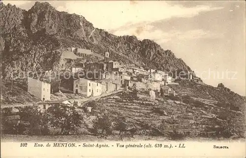 Menton Alpes Maritimes Saint Agnes vue generale Kat. Menton
