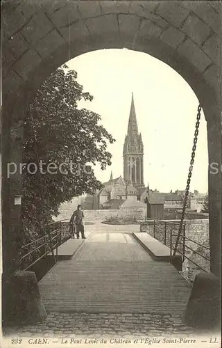 Caen Pont Levis du Chateau Eglise Saint Pierre Kat. Caen