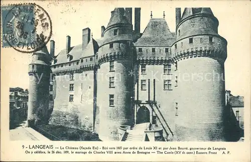 Langeais Chateau Louis XI Jean Bourre Histoire Stempel auf AK Kat. Langeais