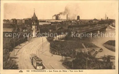 Strasbourg Alsace Les Ponts du Rhin vue vers Kehl Tram Industrie Kat. Strasbourg