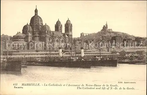 Marseille Cathedrale Ascenseur de Notre Dame de la Garde Port Bateau Kat. Marseille