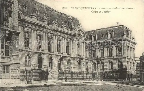 Saint Quentin en ruines Palais de Justice Kat. Saint Quentin