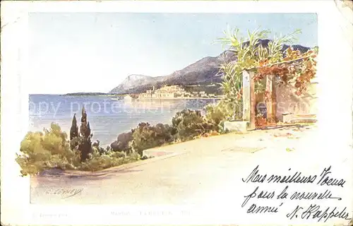 Menton Alpes Maritimes Peinture Cote d Azur Kuenstlerkarte Kat. Menton