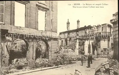 Reims Champagne Ardenne Maison ou naqui Colbert Ruines Grande Guerre Zerstoerung 1. Weltkrieg Kat. Reims