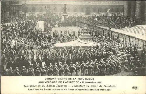 Paris Cinquantenaire de la Republique Anniversaire de l Armistice Pantheon Kat. Paris