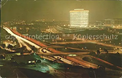 Los Angeles California Downtown view from Union Oil Building Harbor Freeway at night Kat. Los Angeles