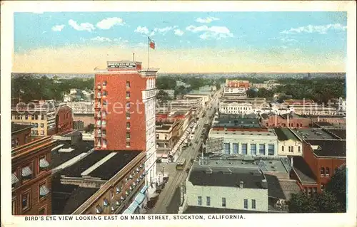 Stockton California Birds Eye view on Main Street Kat. Stockton