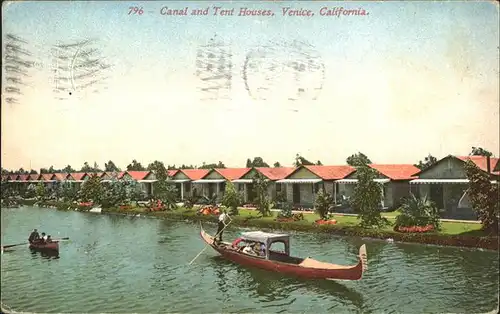 Venice California Canal and Tent Houses Boat Kat. Venice