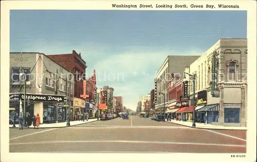 Green Bay Wisconsin Washington Street looking South Kat. Green Bay