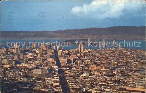 San Francisco California Panoramic view from Twin Peaks Market Street Bay Bridge Kat. San Francisco