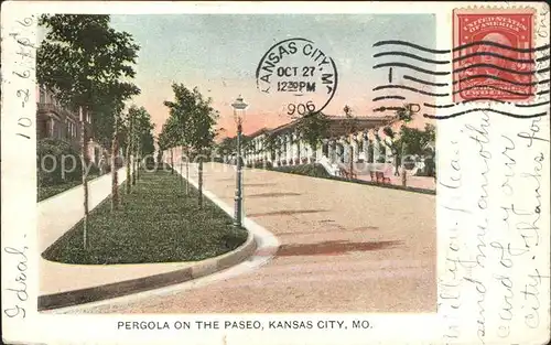 Kansas City Missouri Pergola on the Paseo Stempel auf AK Kat. Kansas City