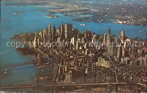 New York City Lower Manhattan Skyline aerial view / New York /