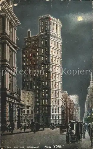 New York City St Paul Building Broadway at night moonlight / New York /