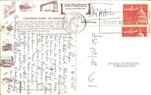 San Francisco California Fisherman s Wharf Harbor Kat. San Francisco