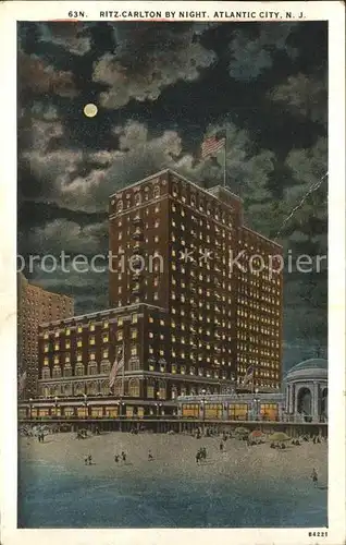 Atlantic City New Jersey Ritz Carlton Hotel at night moonlight Kat. Atlantic City