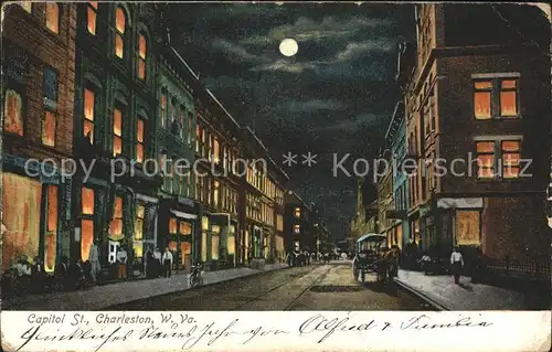 Charleston West Virginia Capitol Street at night moonlight Kat. Charleston